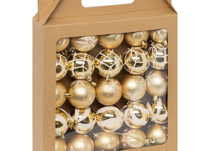 Juego de 25 bolas navideñas D6cm estampado blanco y dorado - 184660