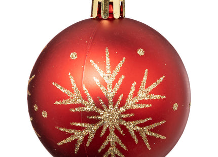 Juego de 8 bolas navideñas D8cm estampado rojo y dorado - 184593