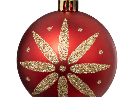 Juego de 25 bolas navideñas D6cm estampado rojo y dorado - 184661