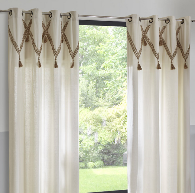 Cortina de algodón "Carmen" diseño en yute 140x260 - 185248