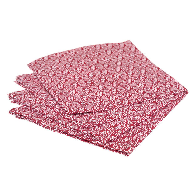 Juego de 4 servilletas de tela estampadas "Olia" rojo 40x40 - 185262G