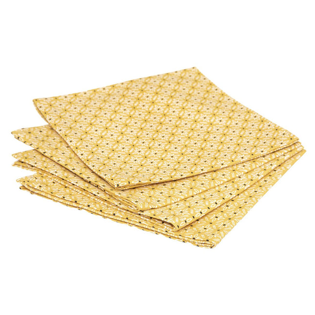 Juego de 4 servilletas de tela estampadas "Olia" ocre 40x40 - 185262R