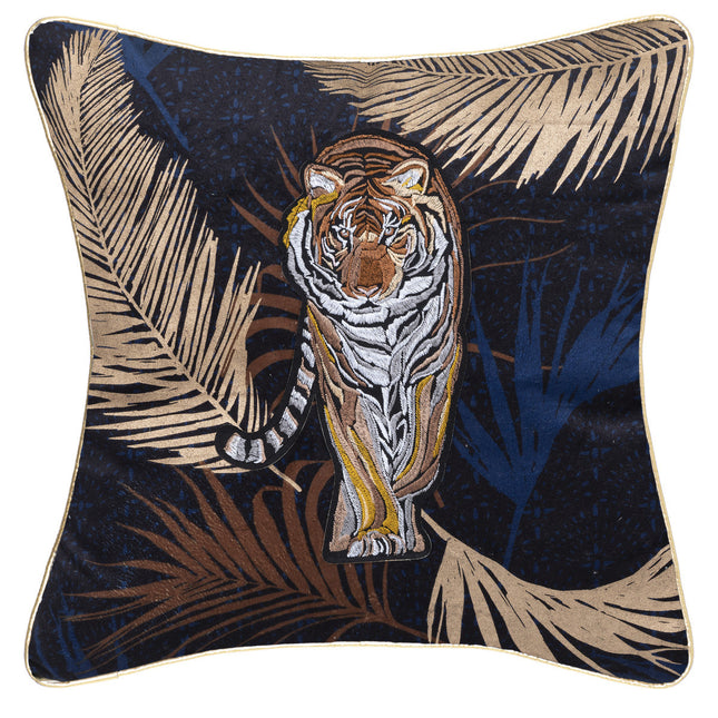Almohada de terciopelo estampado "Tigre" bordado 45x45 - 185279