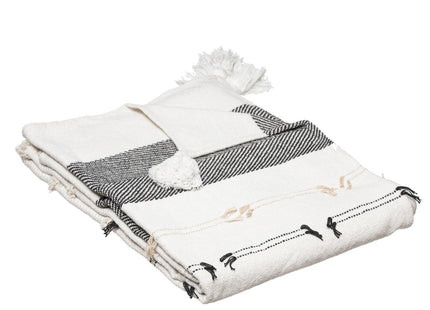 Colcha "Austral Tropics" de algodón blanco y negro 130x180cm - 185291