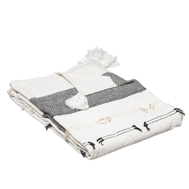 Colcha "Austral Tropics" de algodón blanco y negro 130x180cm - 185291