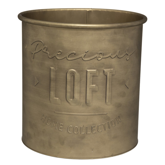 Maceta "Loft" de metal dorado cepillado P - 185439