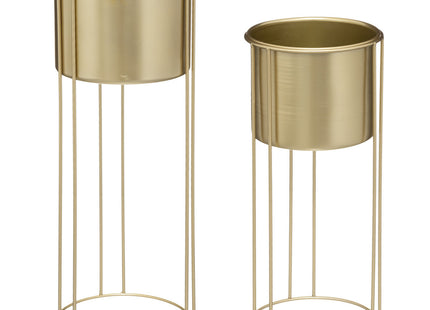 Maceta de metal dorado con pies P - 185441