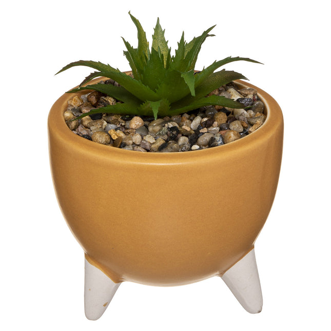 Pequeña planta verde artificial Maceta a pie de cerámica D8 - 185449