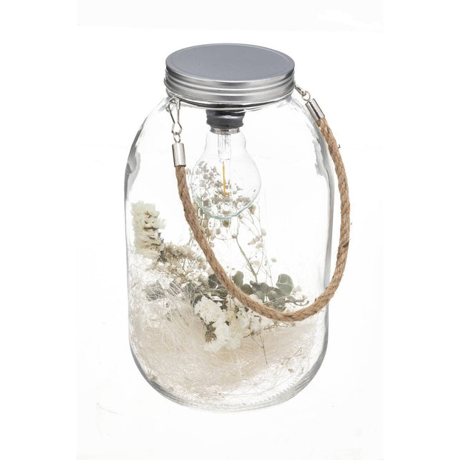 Linterna de vidrio con decoración de flores secas a28 - 185468