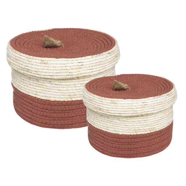 Cesta redonda bicolor con tapa "Carmen" M - 185611