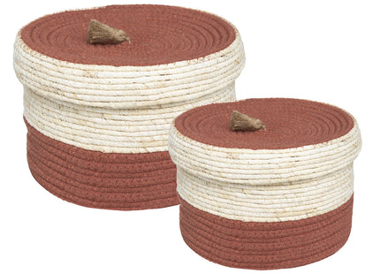 Cesta redonda bicolor con tapa "Carmen" P - 185611