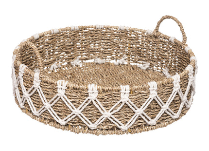 Bandeja en algodón Macramé y caña natural - 185639