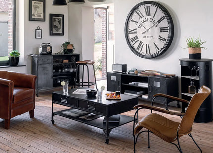 Mesa auxiliar "Diego" de metal negro D50cm - 185716