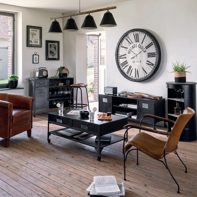 Mesa auxiliar "Diego" de metal negro D50cm - 185716