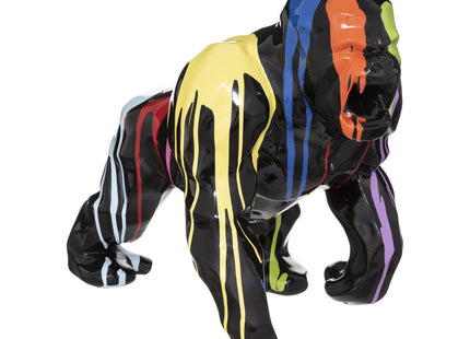 Gorila decorativo en resina pintado "Trash" negro - 185997A