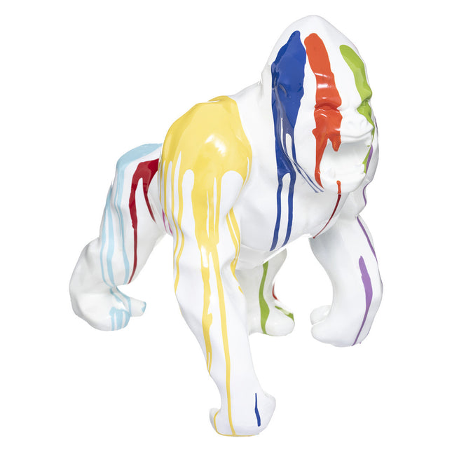 Gorila decorativo en resina pintado "Trash" blanco - 185997B