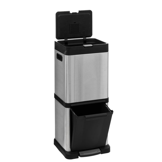 Basurero de acero inoxidable columna de clasificación 2 cubos 20L + 14L - 186156