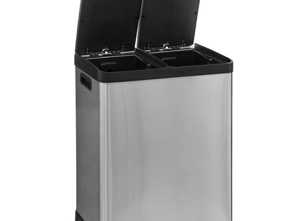 Basurero "Aria" de clasificación selectiva de acero inoxidable 2 contenedores de 30L con apertura por pedal -  186157A