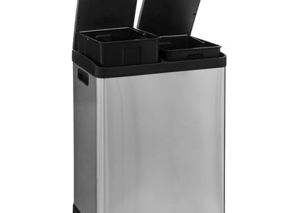 Basurero "Aria" de clasificación selectiva de acero inoxidable 2 contenedores de 30L con apertura por pedal -  186157A