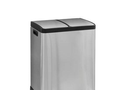 Basurero "Aria" de clasificación selectiva de acero inoxidable 2 contenedores de 30L con apertura por pedal -  186157A