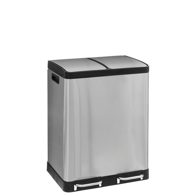 Basurero "Aria" de clasificación selectiva de acero inoxidable 2 contenedores de 30L con apertura por pedal -  186157A