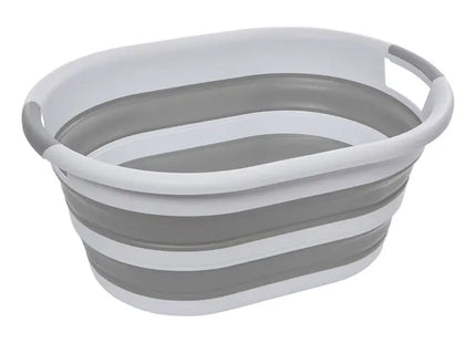 Cesto de ropa plegable de 21 litros, gris y blanco - 186193