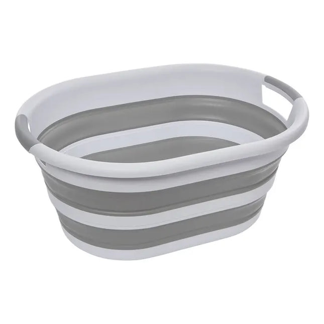 Cesto de ropa plegable de 21 litros, gris y blanco - 186193