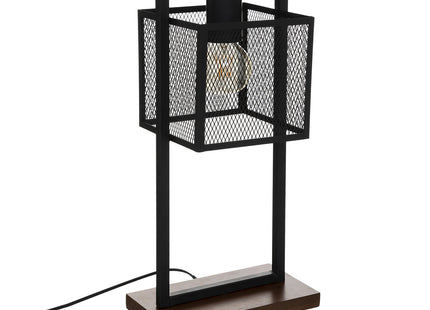 Velador de metal "Pete" negro y madera A51cm - 186310