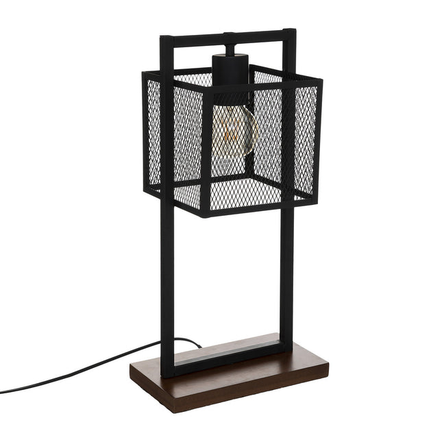 Velador de metal "Pete" negro y madera A51cm - 186310