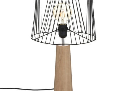 Velador "Joe" de madera de pino y metal negro A46 - 186341