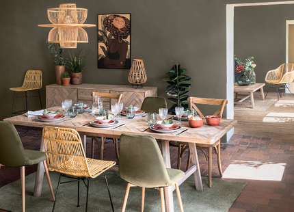 Velador trípode "Daria" de mimbre y metal A44cm - 186354