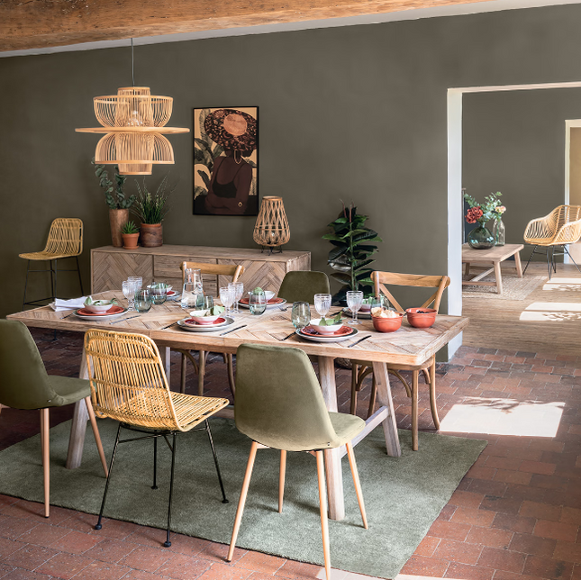 Velador trípode "Daria" de mimbre y metal A44cm - 186354