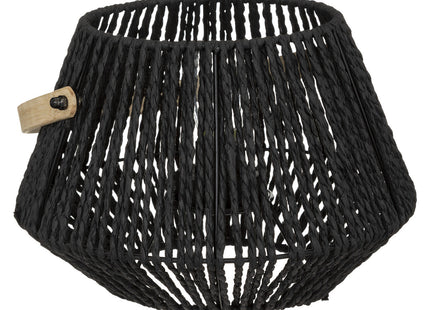 Velador LED "Jily" de metal negro y bambú D26 x A18,5cm - 186375