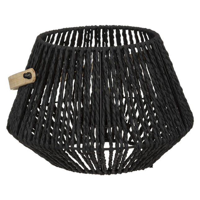 Velador LED "Jily" de metal negro y bambú D26 x A18,5cm - 186375