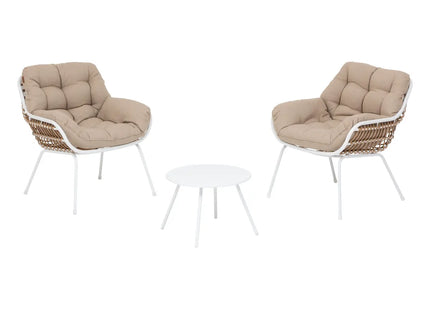 Mueble de jardín dúo "Paopao" blanco en acero tratado epoxi - 186620A