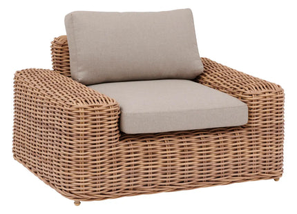 Sillón de jardín "Savinia tahini" + 2 asientos + 1 mesita en aluminio tratado con epoxi - 186711A