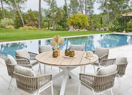 Mesa de jardín redonda "Oriengo" acacia 8P - 187051B