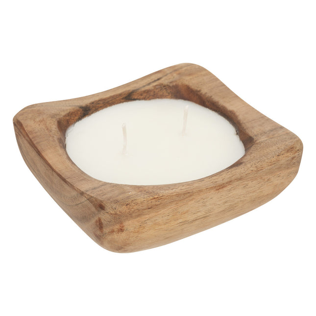 Vela perfumada "Paola" de madera de mango 150g Suave aroma a lino - 187618