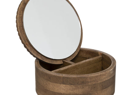 Joyero "Alicante" de madera con espejo D18cm - 187703