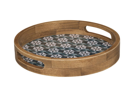 Bandeja "Alicante" de madera y cristal P - 187704