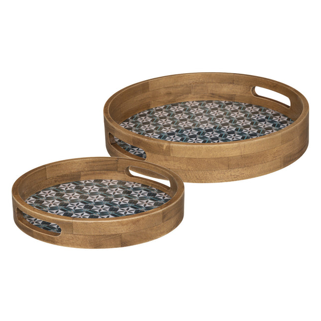 Bandeja "Alicante" de madera y cristal M - 187704