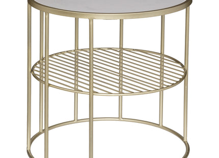 Mesita "Owen" con revistero de metal dorado y mármol P44 x A45cm - 187762A