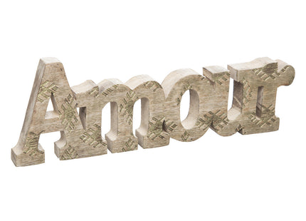 Palabra decorativa AMOUR en madera de mango L30cm - 187916