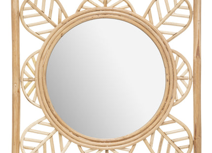 Espejo de pared de ratán "Aoni" 52x52cm - 187989