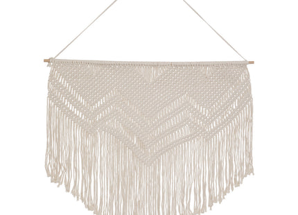 Deco de pared de macramé en algodón y madera L110cm - 188042