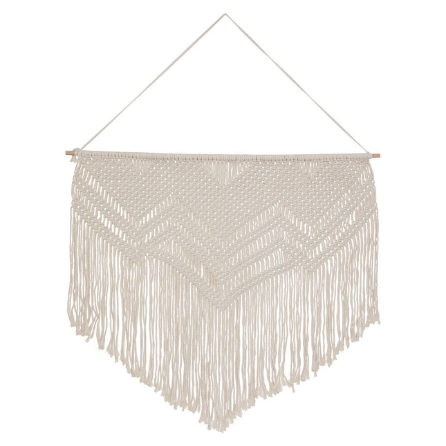 Deco de pared de macramé en algodón y madera L110cm - 188042