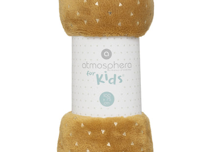 Manta infantil "Berlingot" de franela ocre 75x100cm - 188275D