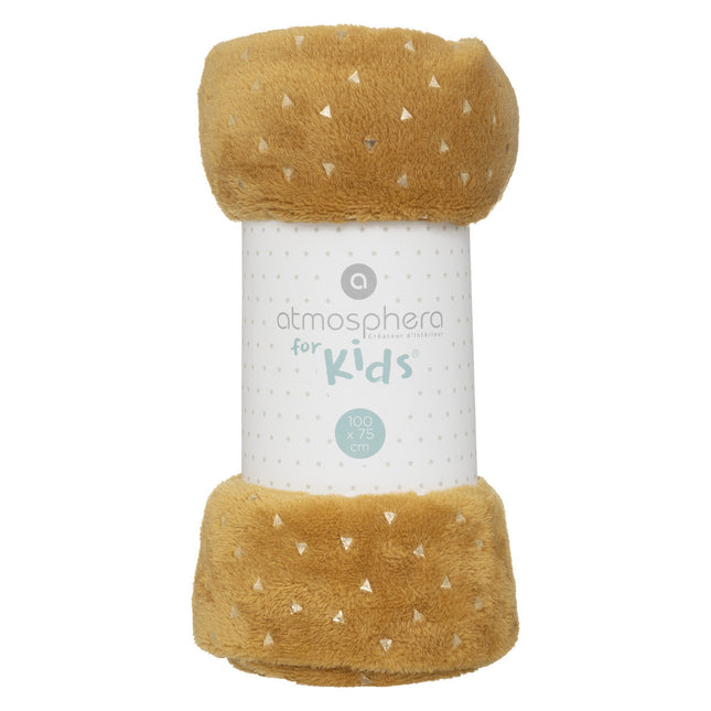 Manta infantil "Berlingot" de franela ocre 75x100cm - 188275D