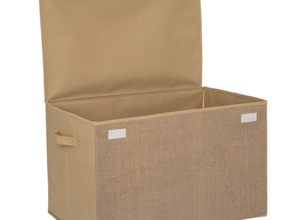 Cofre de almacenamiento de yute marrón caramelo con pompones - 188282