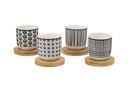Juego de 4 tazas de espresso con platillos de bambú "Bohemia" 10cl - 188432